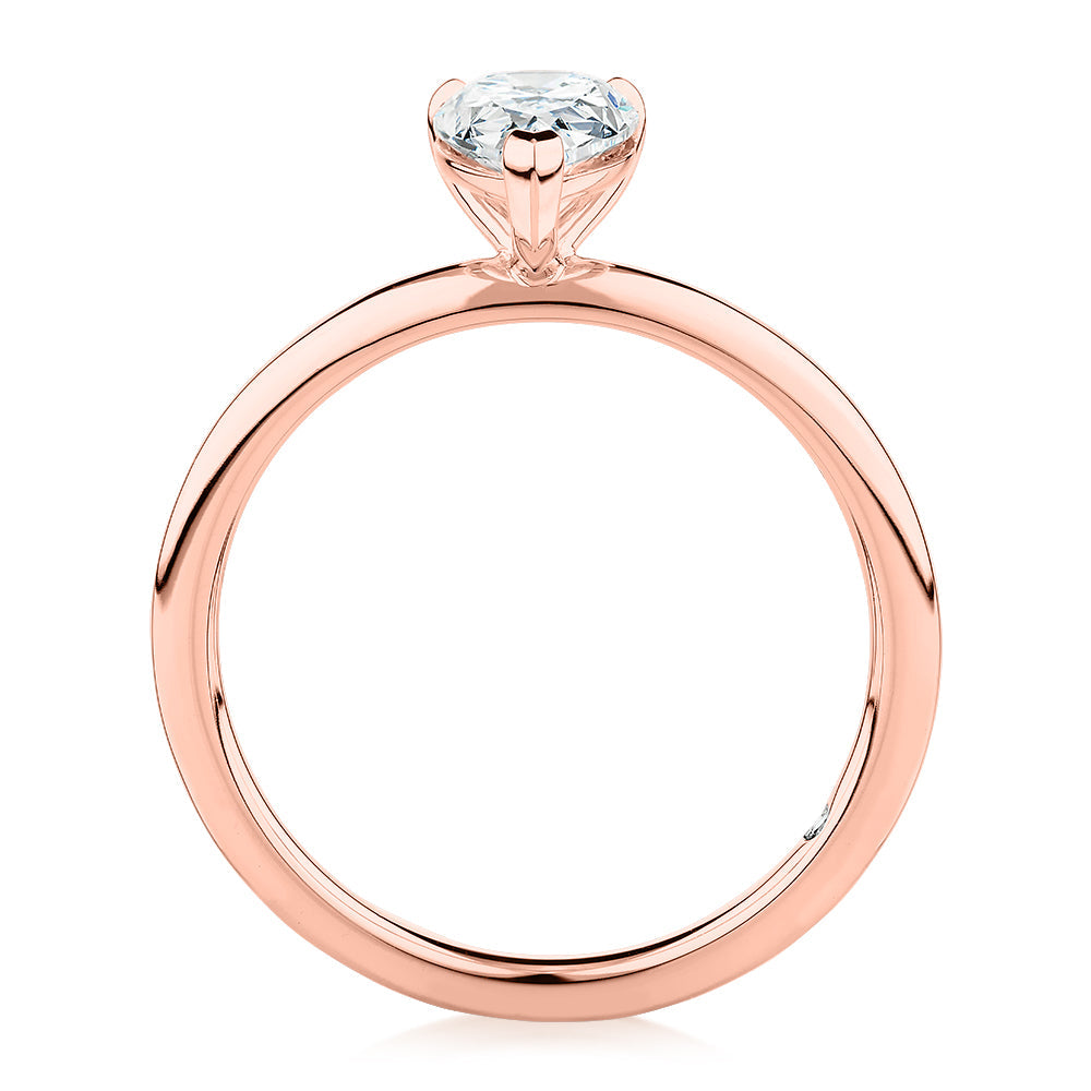 Signature Simulant Diamond 1.00 carat* pear solitaire engagement ring in 10 carat rose gold