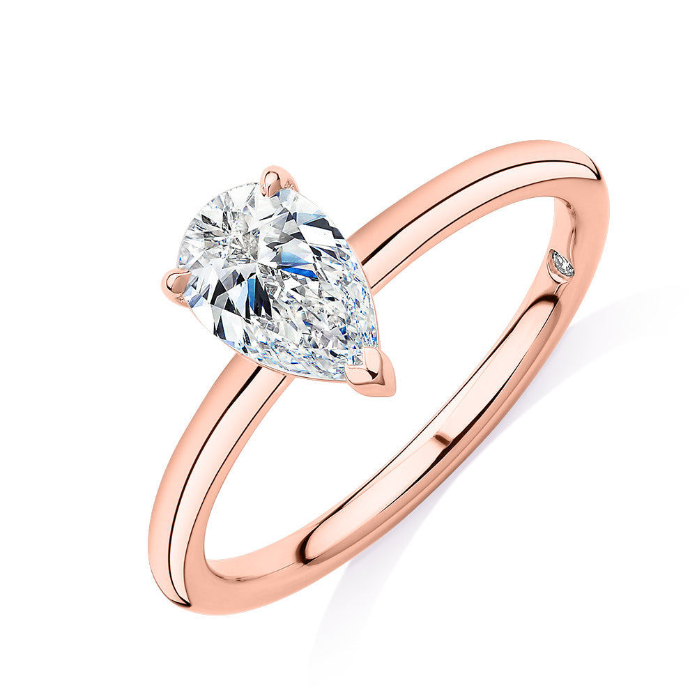 Signature Simulant Diamond 1.00 carat* pear solitaire engagement ring in 10 carat rose gold