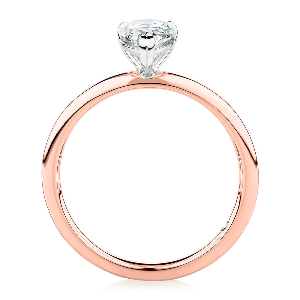 Signature Simulant Diamond 1.00 carat* pear solitaire engagement ring in 10 carat rose and white gold