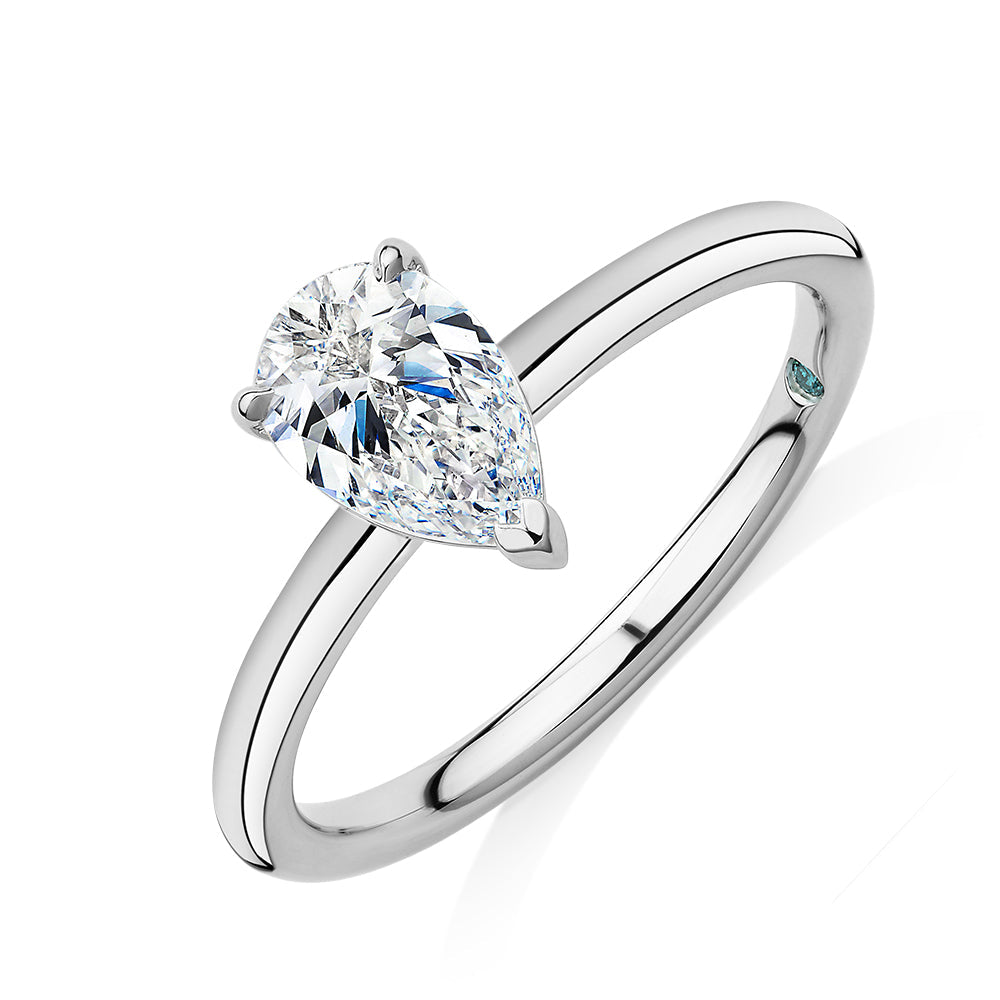 Premium Certified Lab-Grown Diamond, 1.00 carat pear solitaire engagement ring in platinum