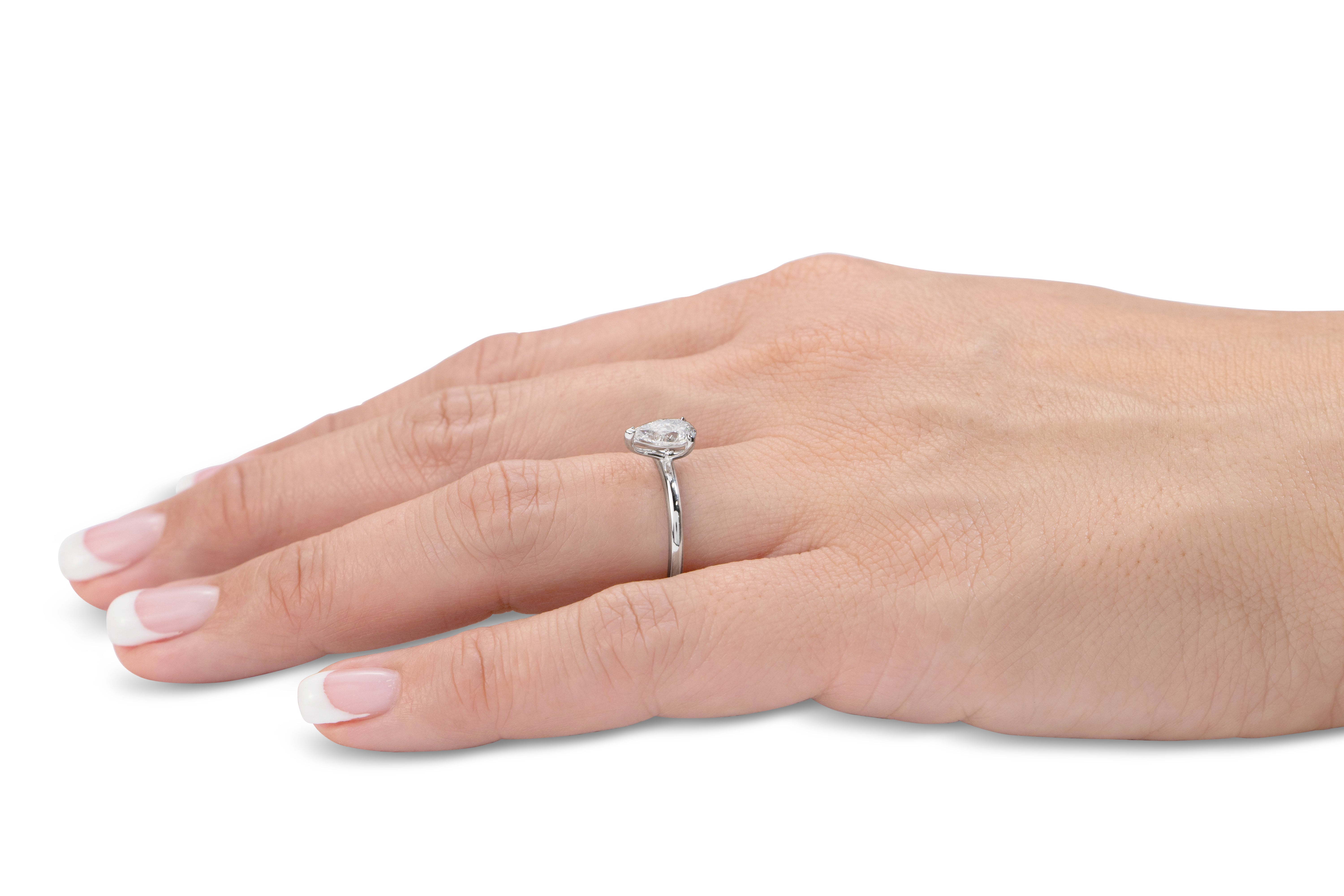 Signature Simulant Diamond 1.00 carat* pear solitaire engagement ring in 10 carat rose and white gold