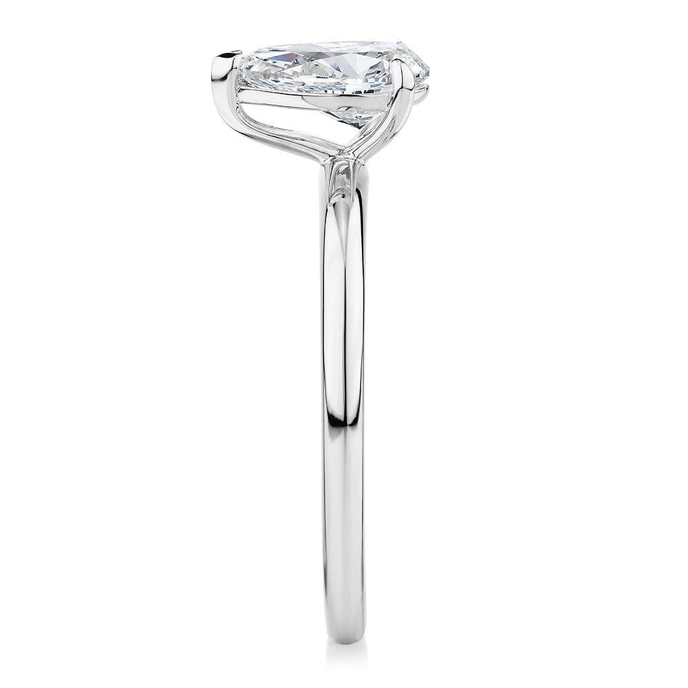 Signature Simulant Diamond 1.00 carat* pear solitaire engagement ring in 10 carat white gold