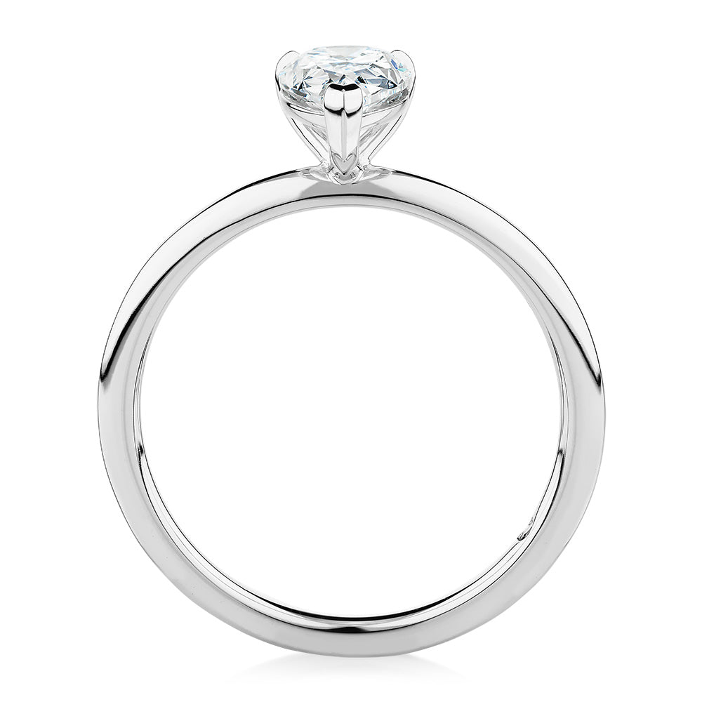Signature Simulant Diamond 1.00 carat* pear solitaire engagement ring in 10 carat white gold
