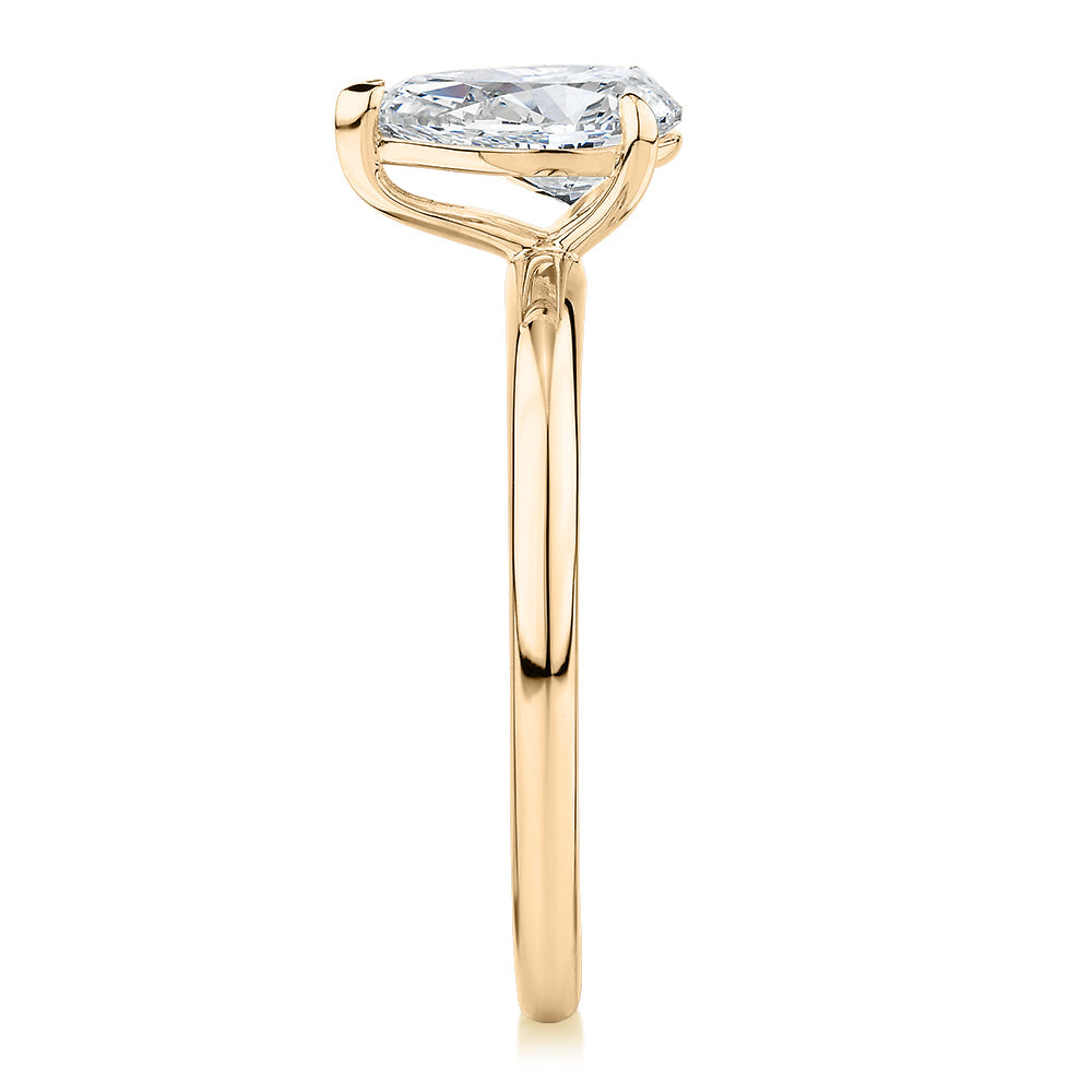 Signature Simulant Diamond 1.00 carat* pear solitaire engagement ring in 10 carat yellow gold