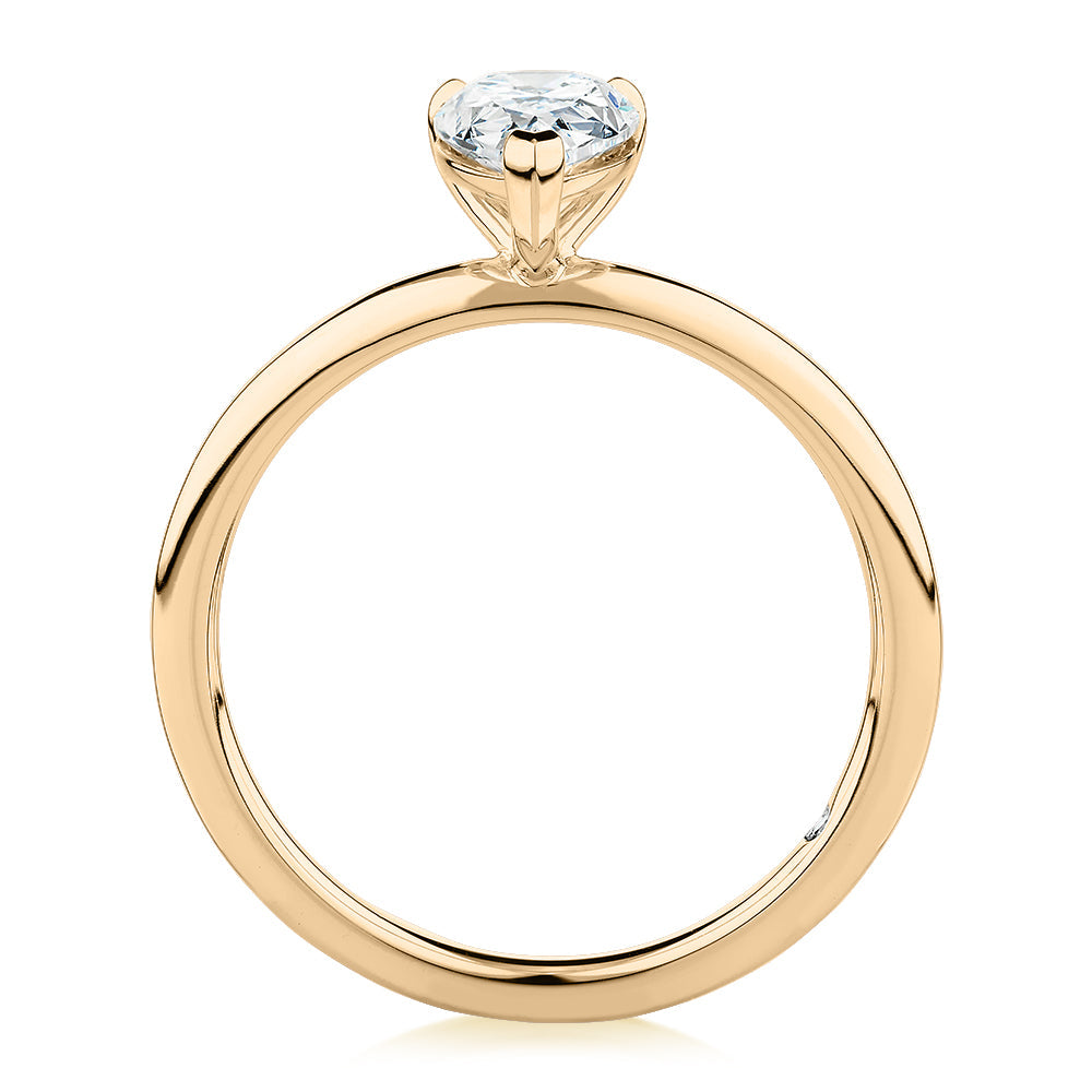 Signature Simulant Diamond 1.00 carat* pear solitaire engagement ring in 10 carat yellow gold