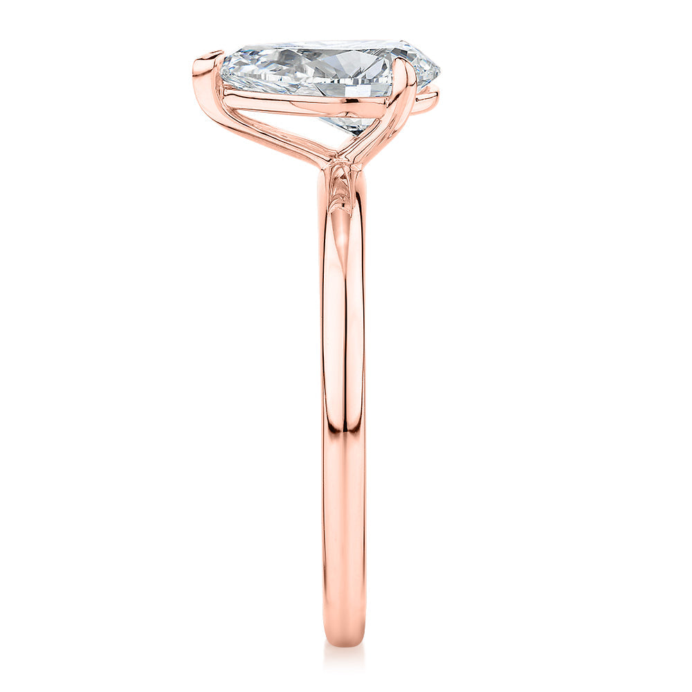 Signature Simulant Diamond 1.50 carat* pear solitaire engagement ring in 10 carat rose gold