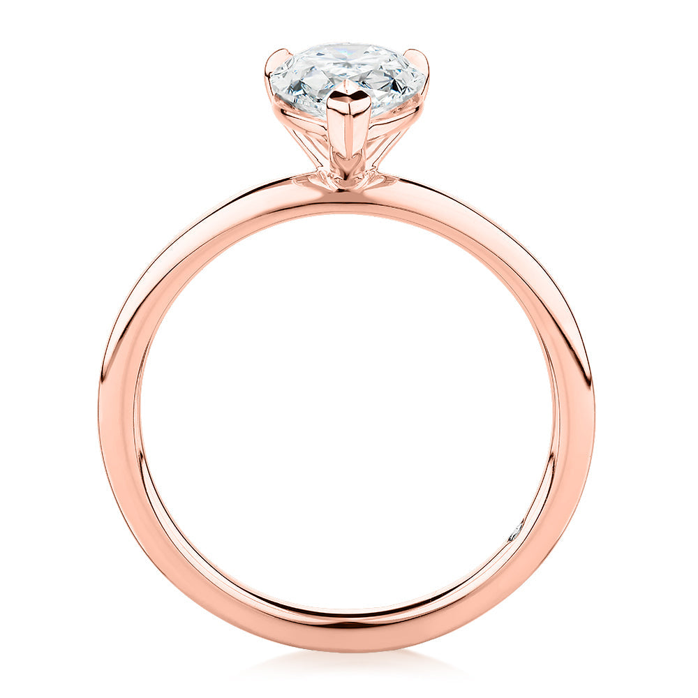Signature Simulant Diamond 1.50 carat* pear solitaire engagement ring in 10 carat rose gold