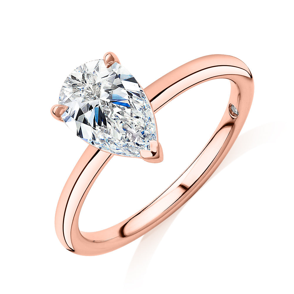 Signature Simulant Diamond 1.50 carat* pear solitaire engagement ring in 10 carat rose gold