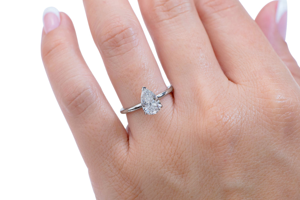 Signature Simulant Diamond 1.50 carat* pear solitaire engagement ring in 10 carat rose gold