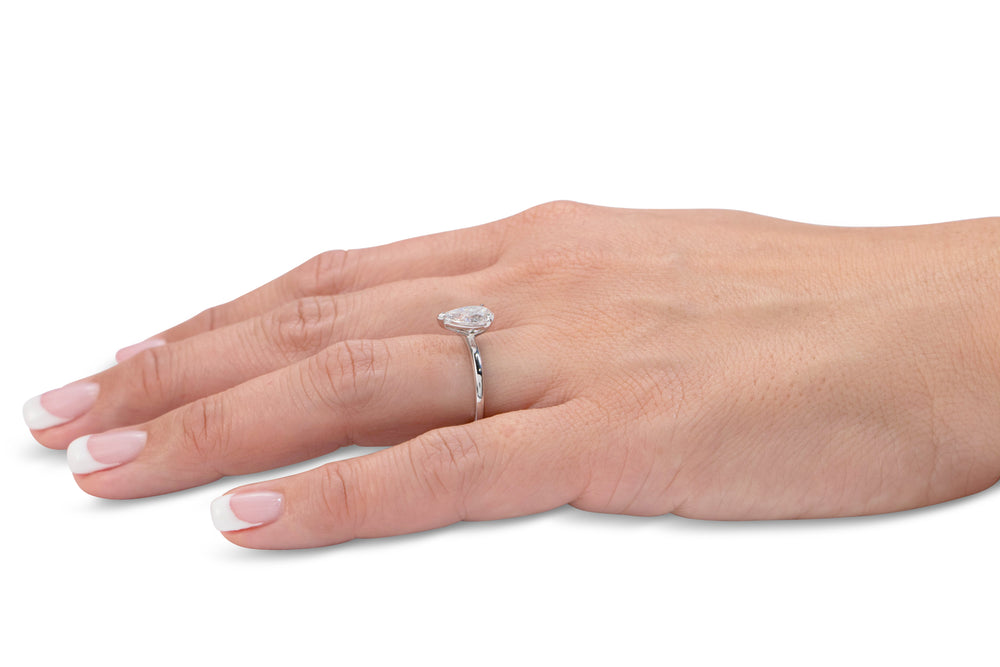Premium Certified Lab-Grown Diamond, 1.50 carat pear solitaire engagement ring in 14 carat yellow and white gold