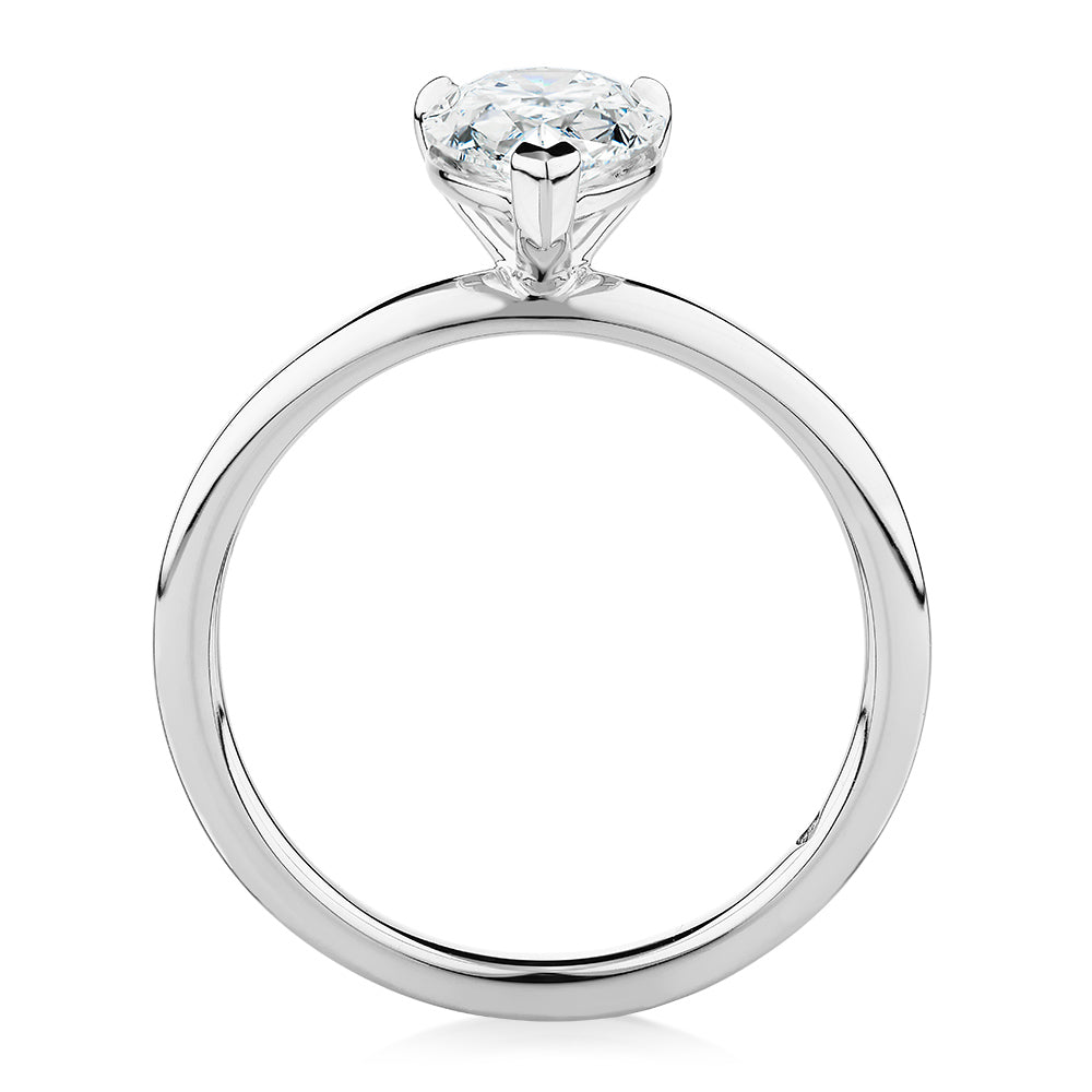 Signature Simulant Diamond 1.50 carat* pear solitaire engagement ring in 10 carat white gold