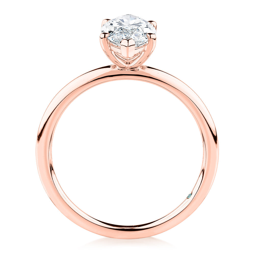 Premium Certified Lab-Grown Diamond, 1.50 carat marquise solitaire engagement ring in 14 carat rose gold