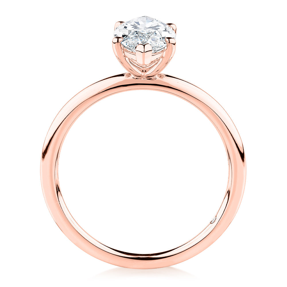 Signature Simulant Diamond 1.50 carat* marquise solitaire engagement ring in 10 carat rose gold