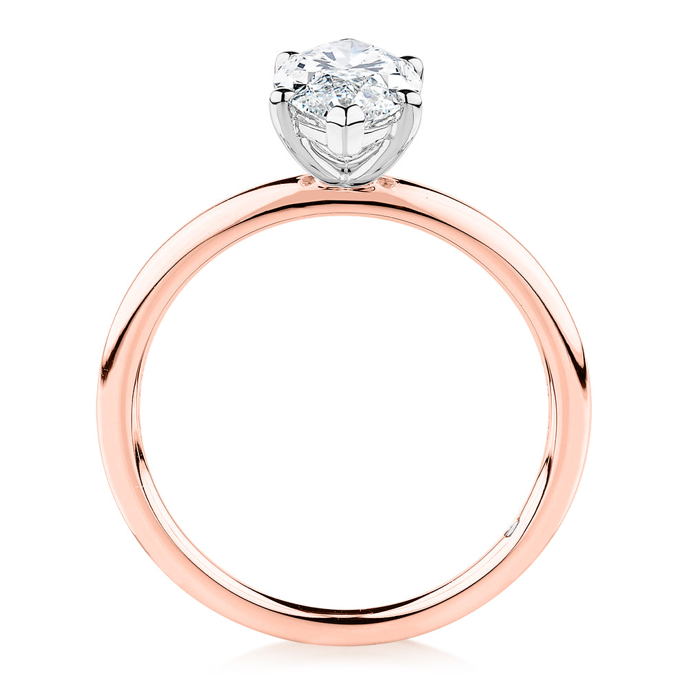 Signature Simulant Diamond 1.50 carat* marquise solitaire engagement ring in 10 carat rose and white gold