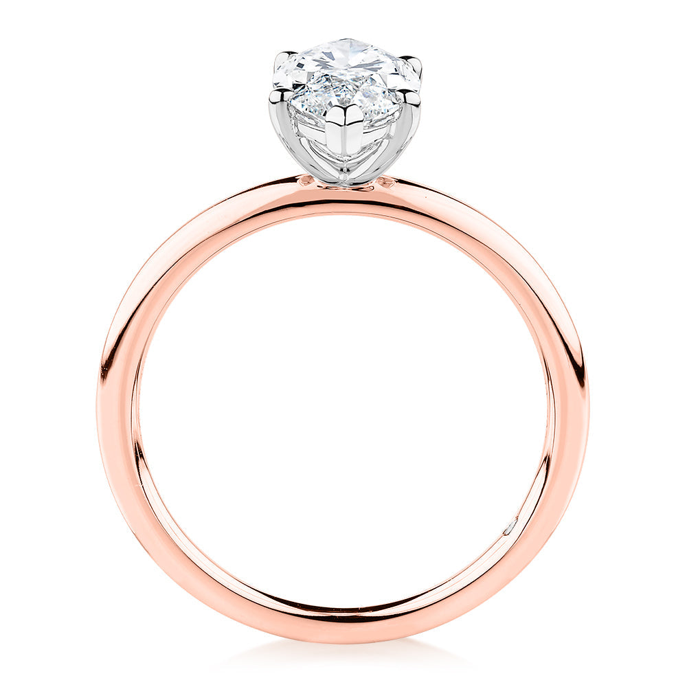 Signature Simulant Diamond 1.50 carat* marquise solitaire engagement ring in 10 carat rose and white gold
