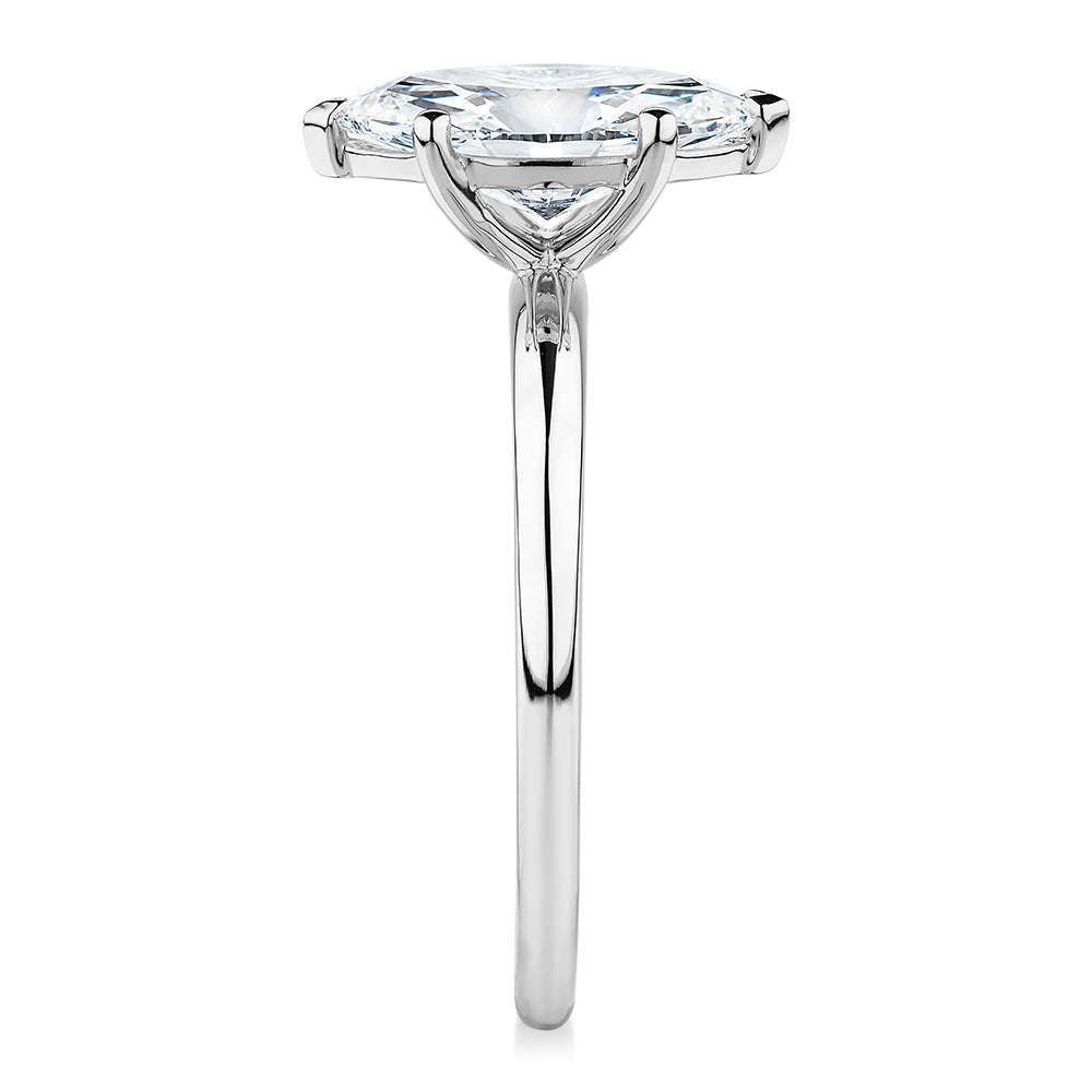Premium Certified Lab-Grown Diamond, 1.50 carat marquise solitaire engagement ring in 14 carat white gold