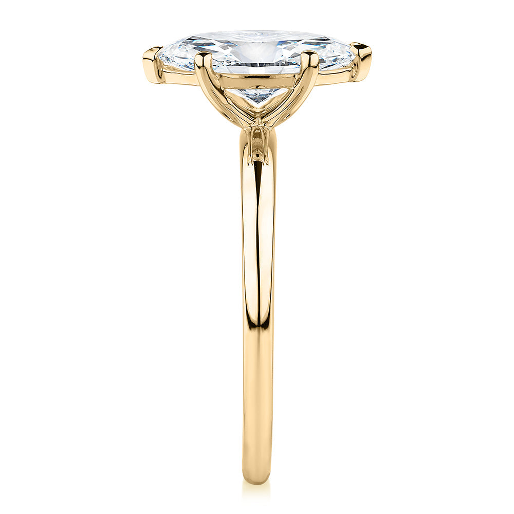 Signature Simulant Diamond 1.50 carat* marquise solitaire engagement ring in 10 carat yellow gold