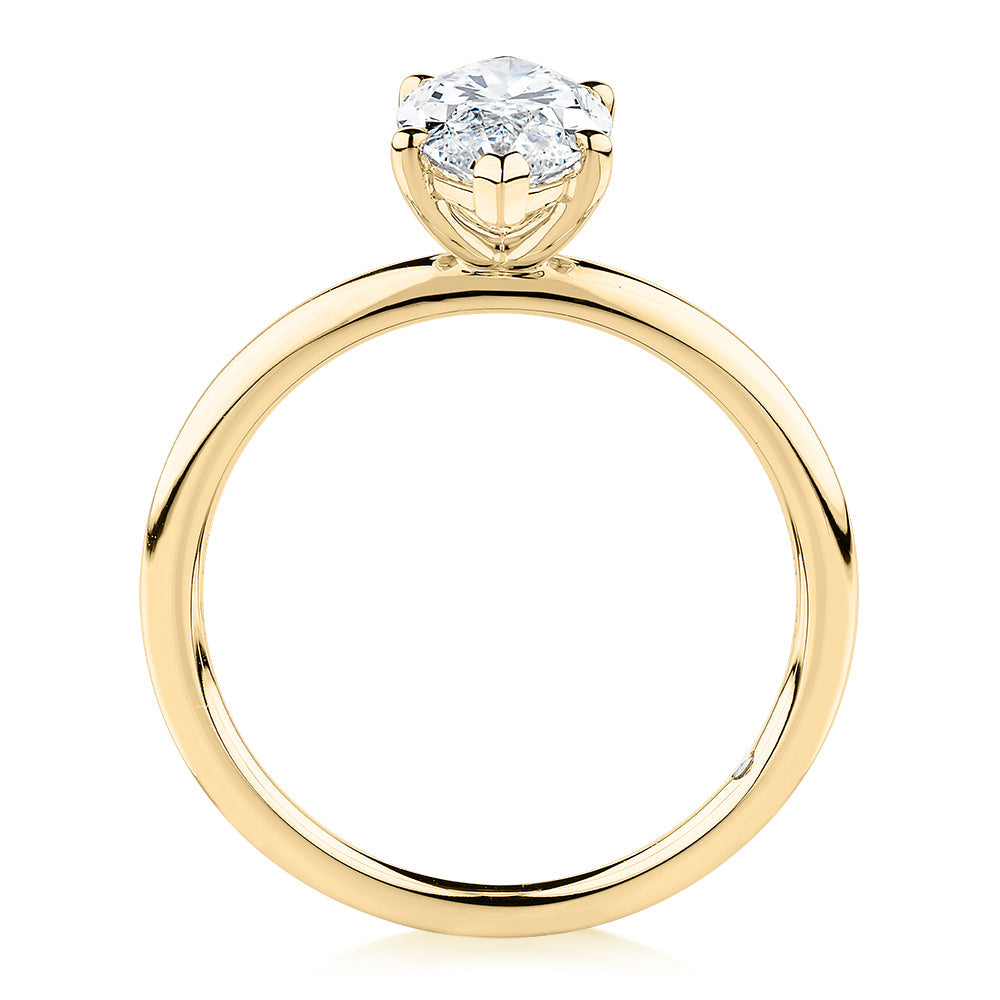 Signature Simulant Diamond 1.50 carat* marquise solitaire engagement ring in 10 carat yellow gold