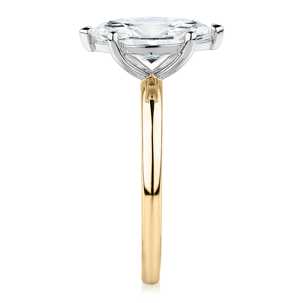 Signature Simulant Diamond 2.00 carat* marquise solitaire engagement ring in 10 carat yellow and white gold