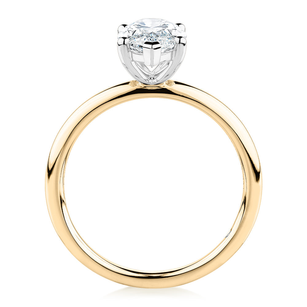 Signature Simulant Diamond 2.00 carat* marquise solitaire engagement ring in 10 carat yellow and white gold