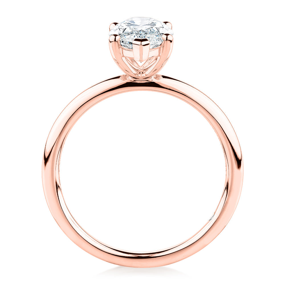 Signature Simulant Diamond 2.00 carat* marquise solitaire engagement ring in 10 carat rose gold