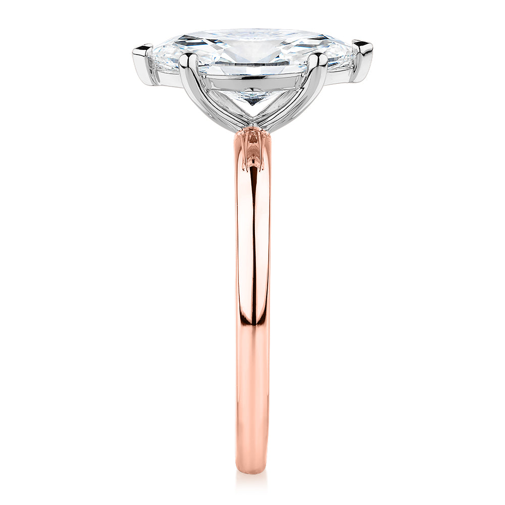 Signature Simulant Diamond 2.00 carat* marquise solitaire engagement ring in 10 carat rose and white gold