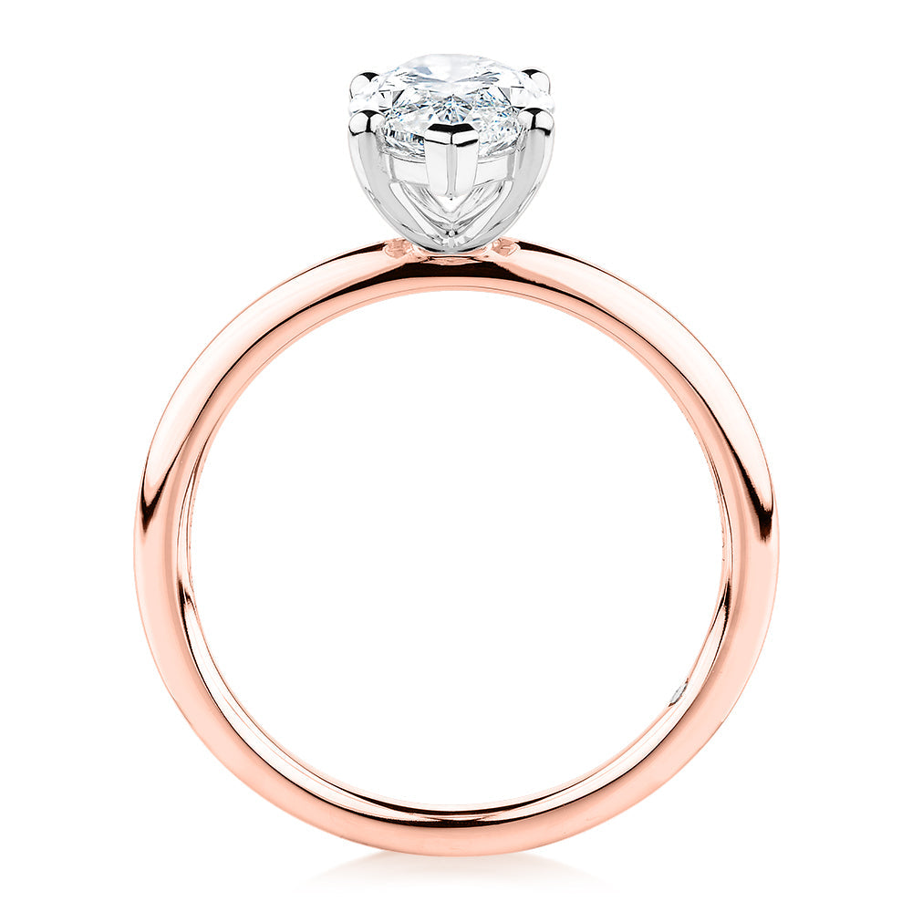 Signature Simulant Diamond 2.00 carat* marquise solitaire engagement ring in 10 carat rose and white gold