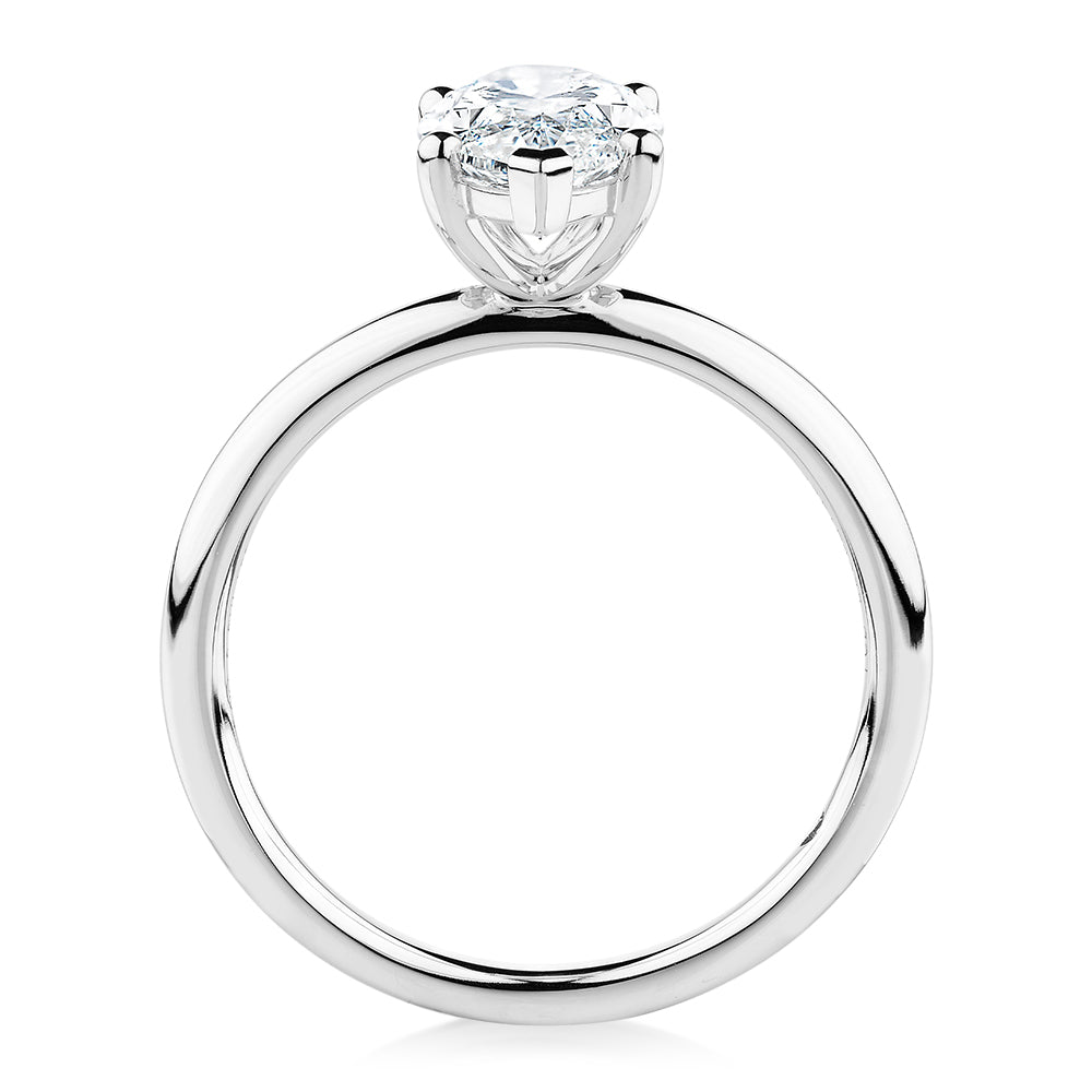 Signature Simulant Diamond 2.00 carat* marquise solitaire engagement ring in 10 carat white gold