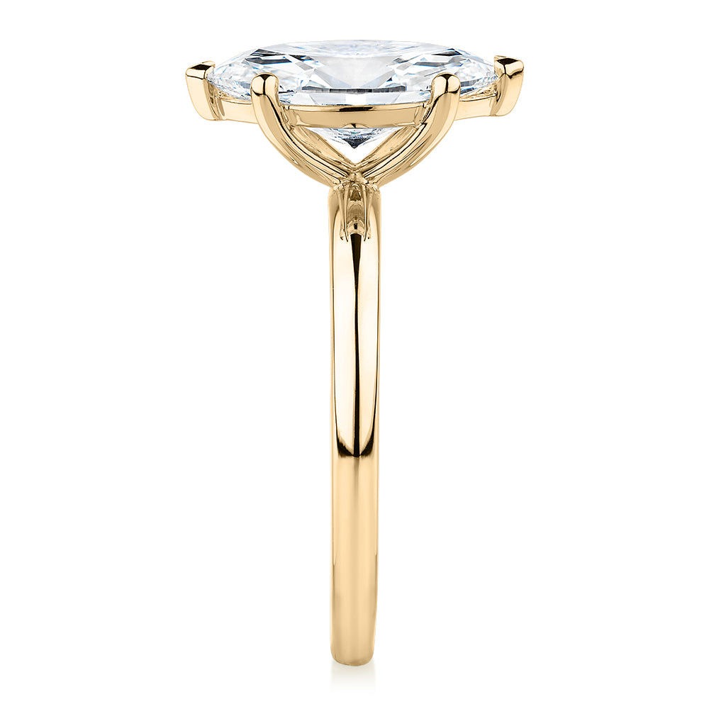 Signature Simulant Diamond 2.00 carat* marquise solitaire engagement ring in 10 carat yellow gold