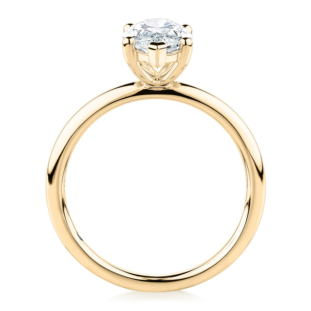 Signature Simulant Diamond 2.00 carat* marquise solitaire engagement ring in 10 carat yellow gold