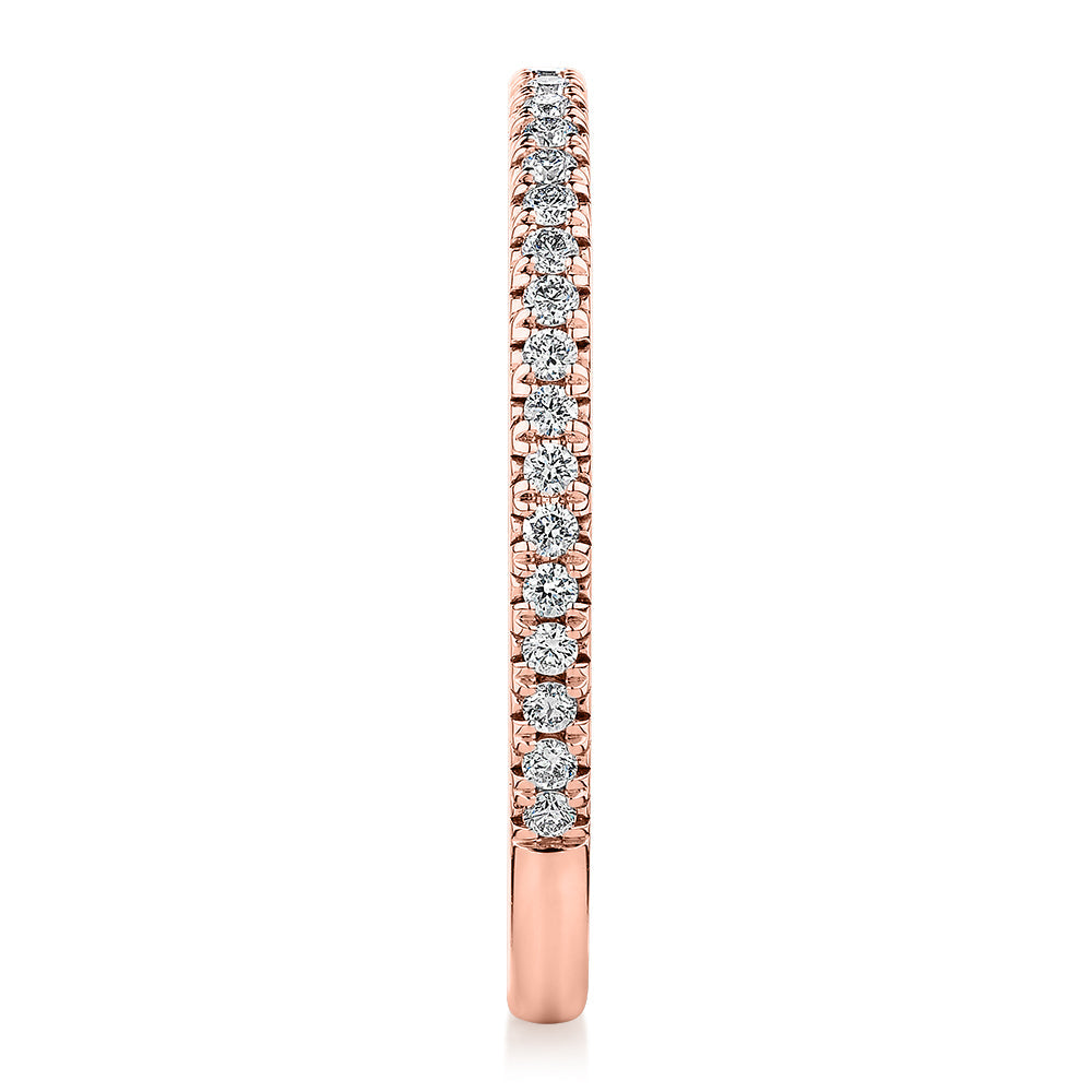 Premium Laboratory Created Diamond, 0.23 carat TW round brilliant wedding or eternity band in 18 carat rose gold