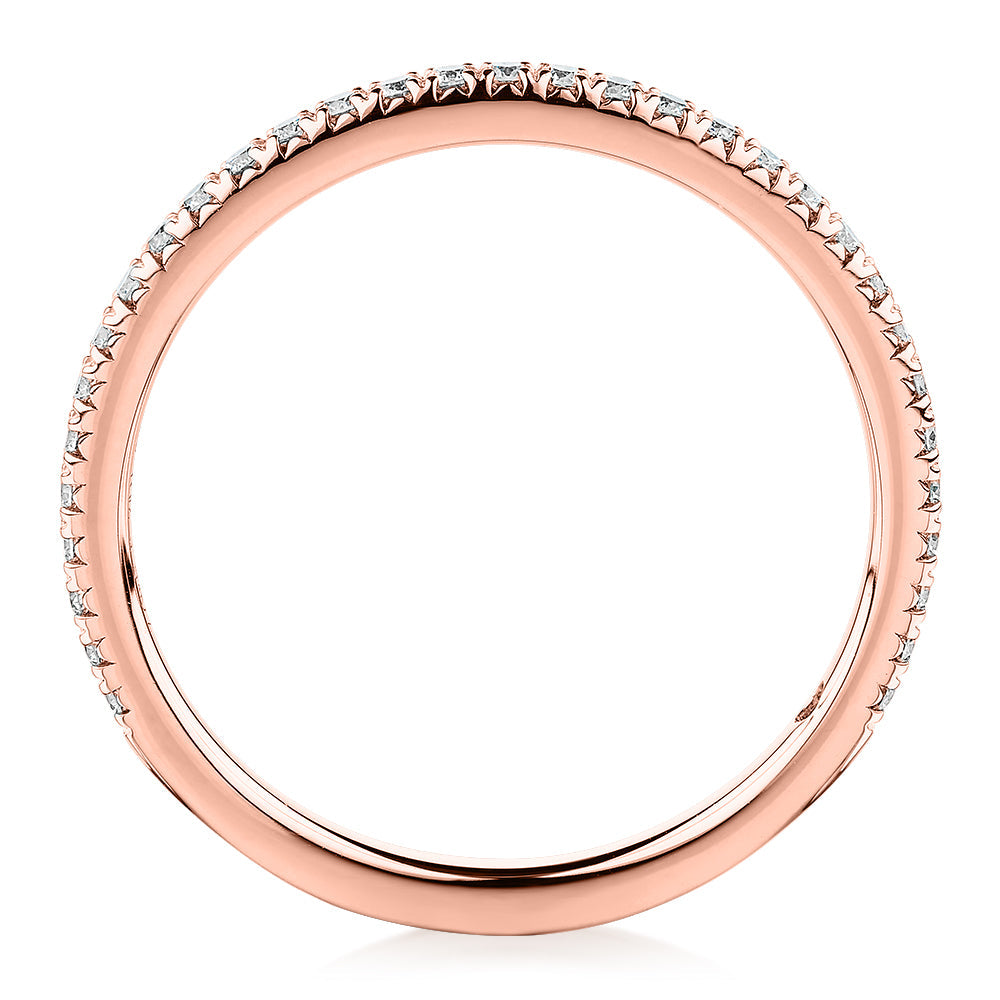 Premium Laboratory Created Diamond, 0.23 carat TW round brilliant wedding or eternity band in 18 carat rose gold