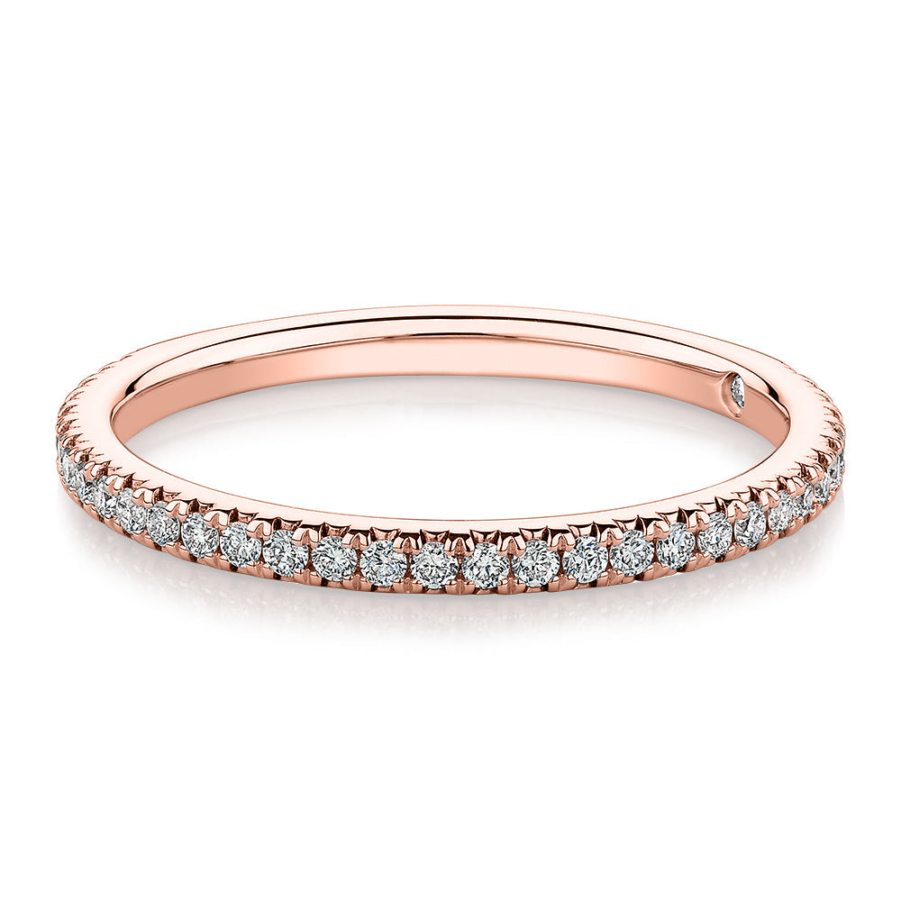 Signature Simulant Diamond 0.23 carat* TW round brilliant wedding or eternity band in 10 carat rose gold