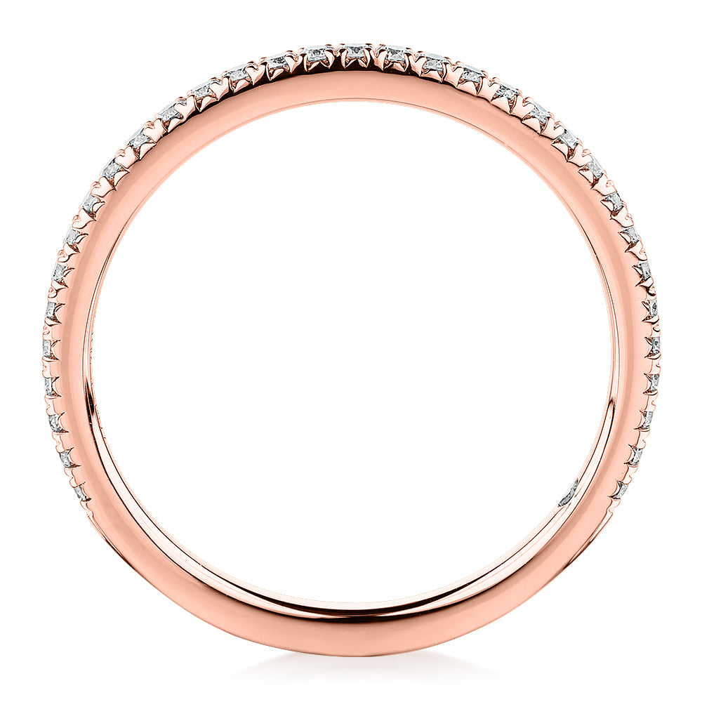 Signature Simulant Diamond 0.23 carat* TW round brilliant wedding or eternity band in 10 carat rose gold