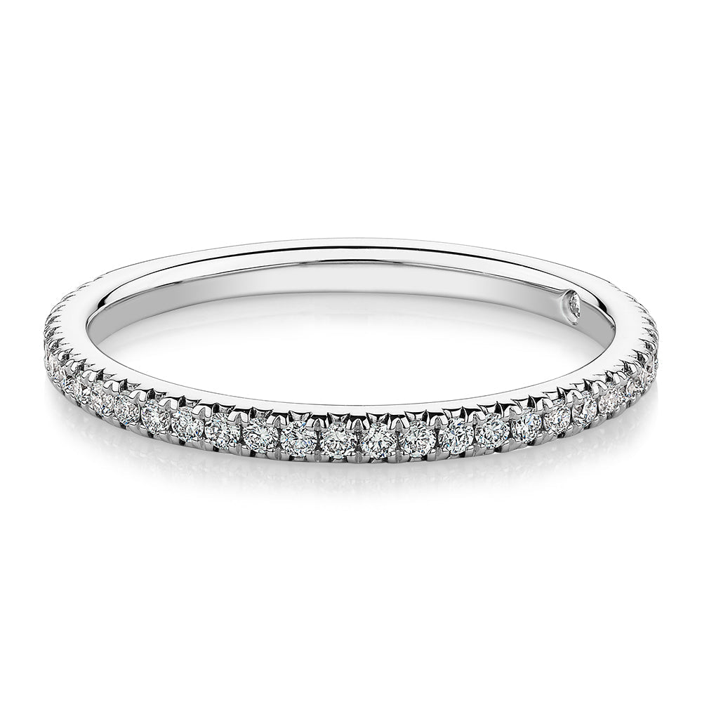 Signature Simulant Diamond 0.23 carat* TW round brilliant wedding or eternity band in 10 carat white gold