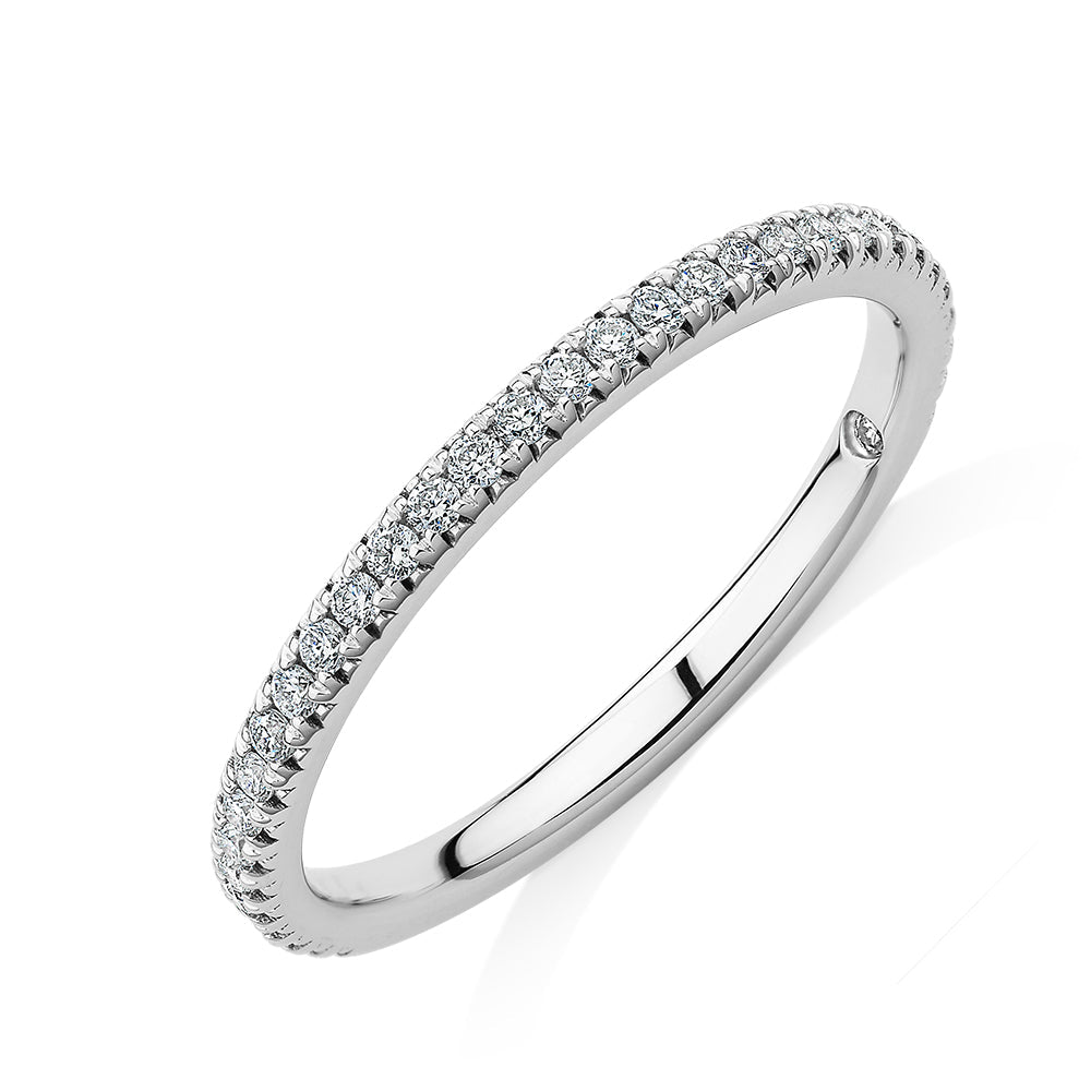 Signature Simulant Diamond 0.23 carat* TW round brilliant wedding or eternity band in 10 carat white gold
