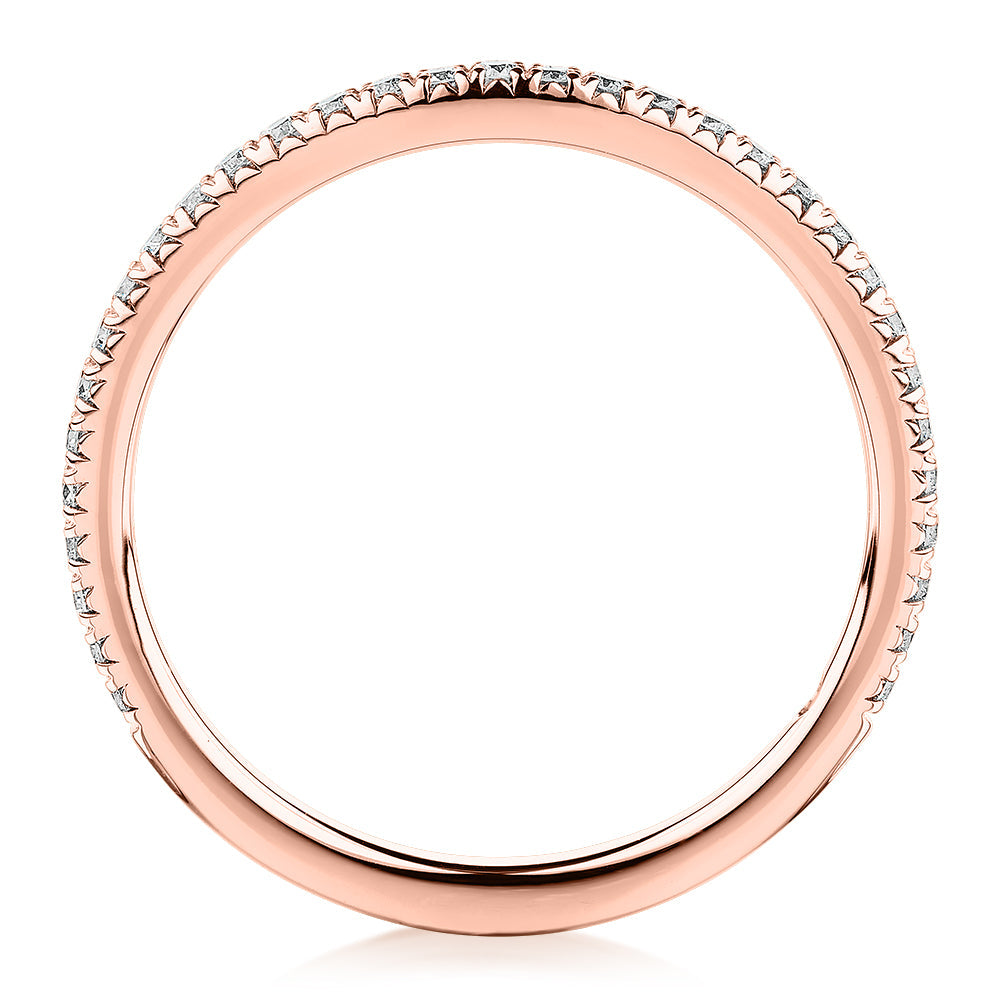 Premium Lab-Grown Diamond, 0.23 carat TW round brilliant curved wedding or eternity band in 14 carat rose gold