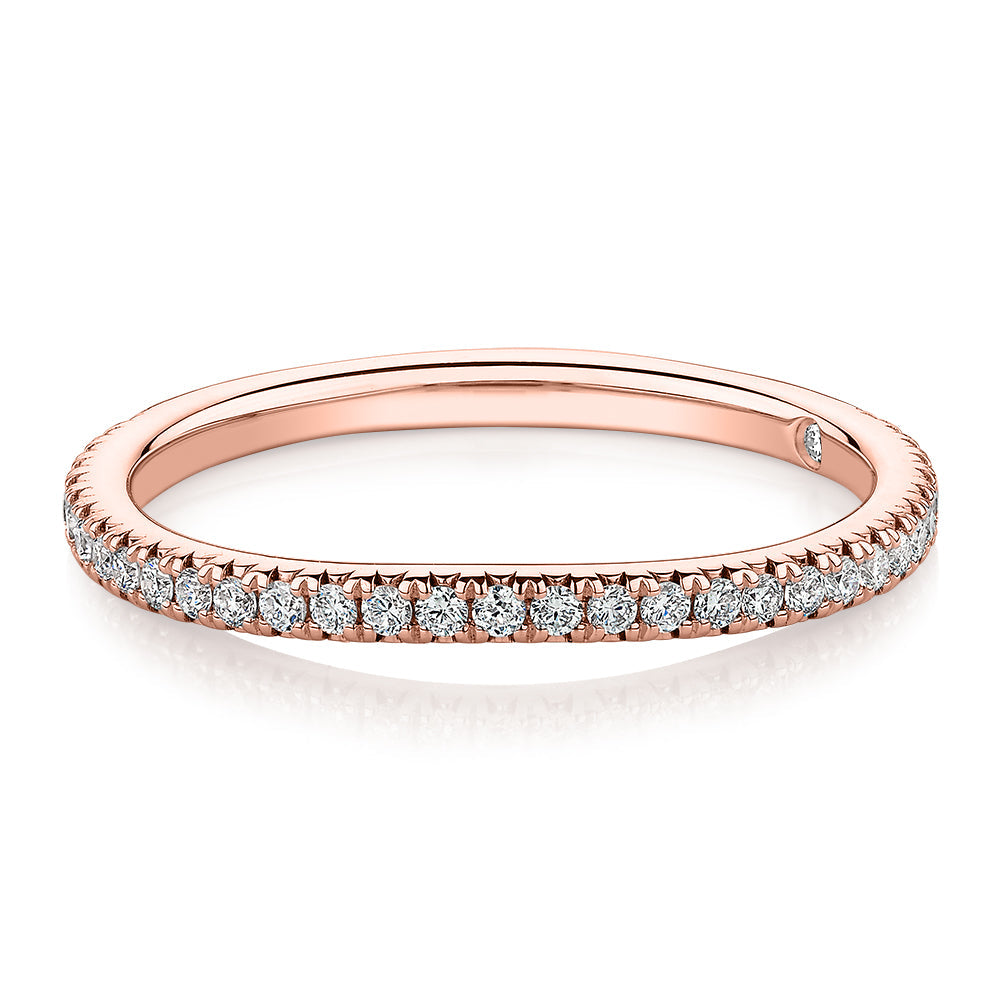 Signature Simulant Diamond 0.23 carat* TW round brilliant curved wedding or eternity band in 10 carat rose gold