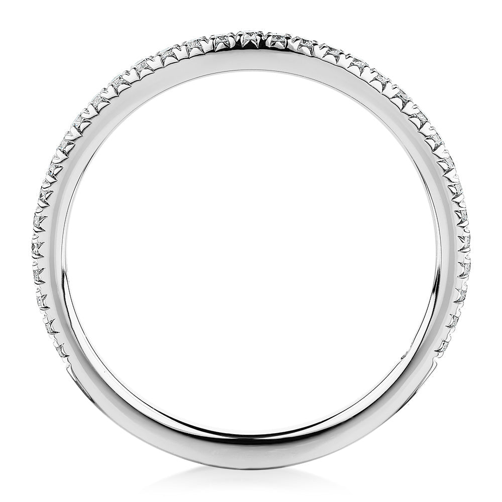 Signature Simulant Diamond 0.23 carat* TW round brilliant curved wedding or eternity band in 10 carat white gold