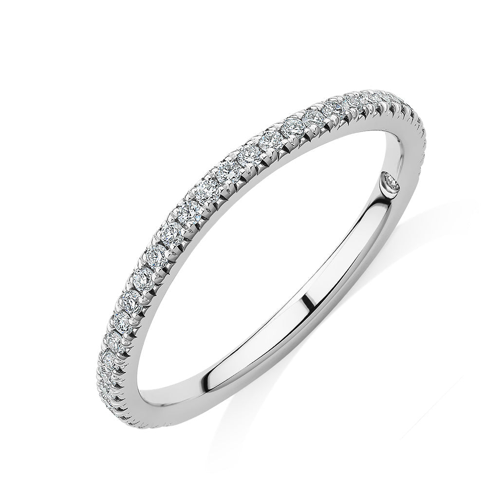 Signature Simulant Diamond 0.23 carat* TW round brilliant curved wedding or eternity band in 10 carat white gold