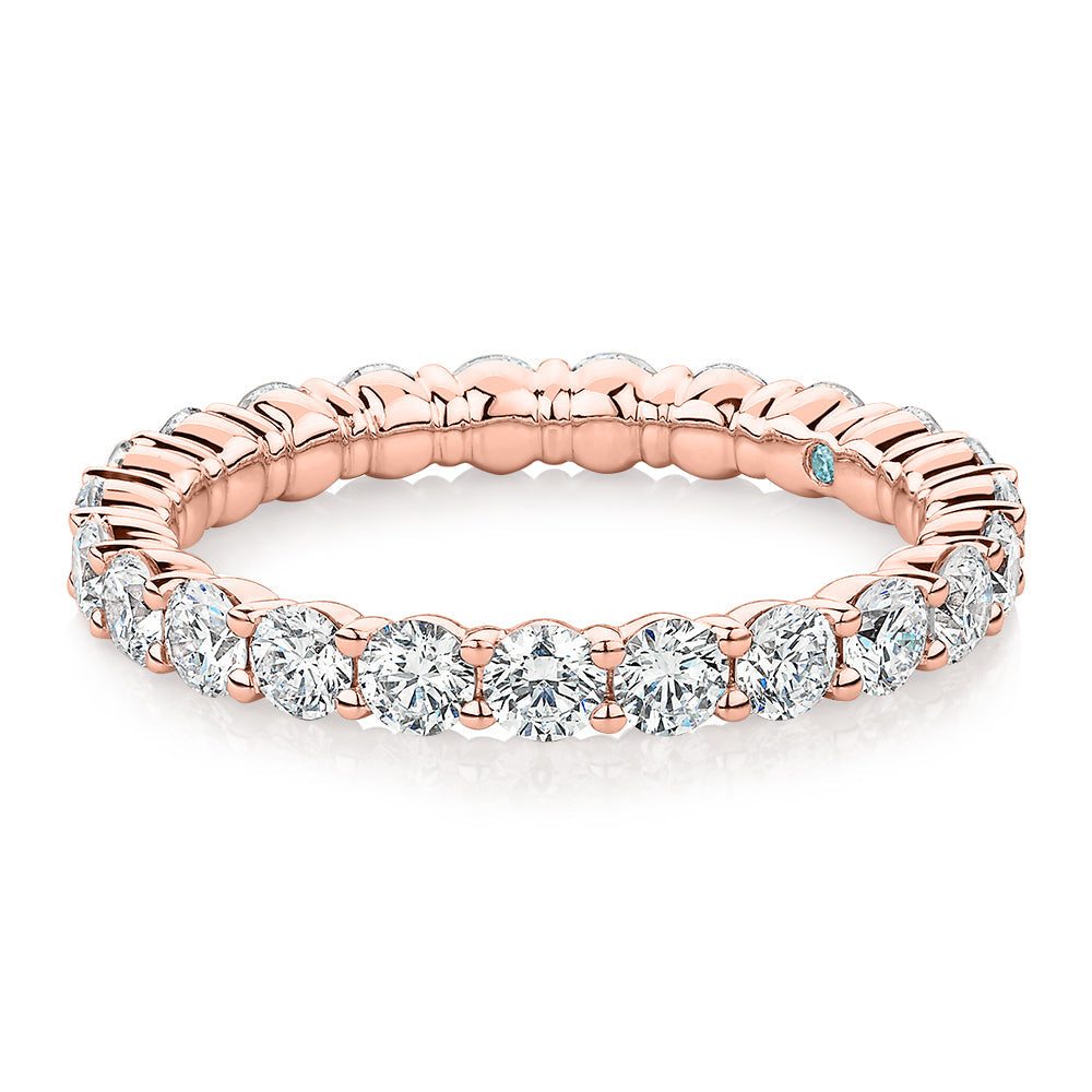 Premium Lab-Grown Diamond, 1.86 carat TW round brilliant all-rounder wedding or eternity band in 14 carat rose gold
