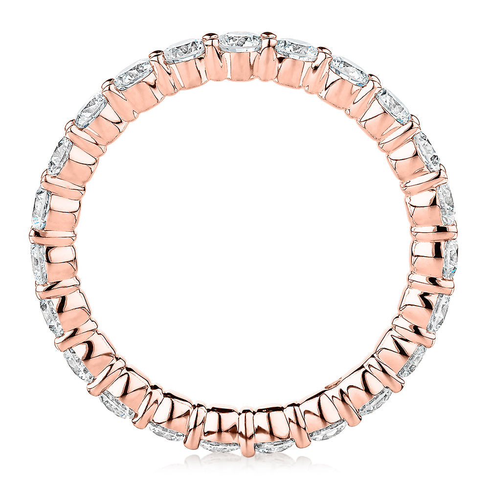 Premium Lab-Grown Diamond, 1.86 carat TW round brilliant all-rounder wedding or eternity band in 14 carat rose gold