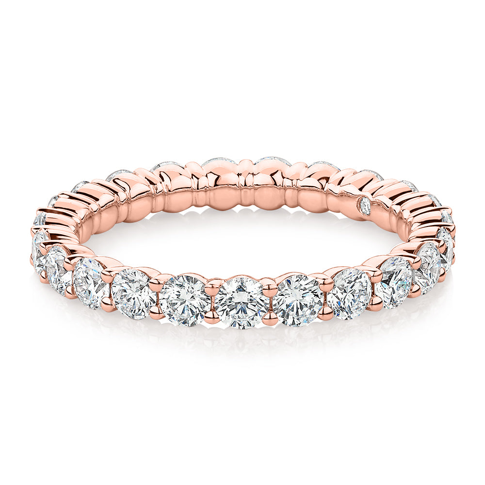 Signature Simulant Diamond 1.86 carat* TW round brilliant all-rounder wedding or eternity band in 10 carat rose gold