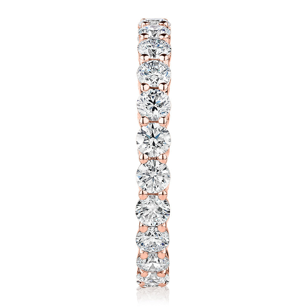 Signature Simulant Diamond 1.86 carat* TW round brilliant all-rounder wedding or eternity band in 10 carat rose gold