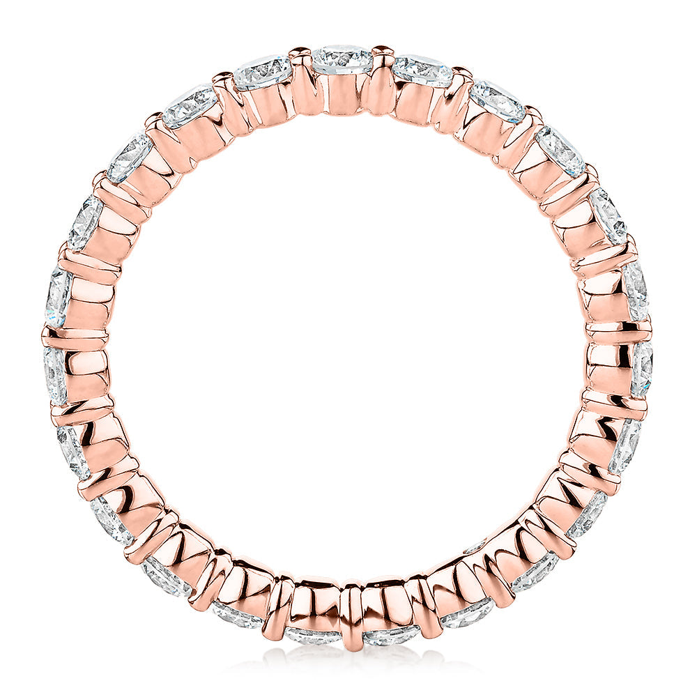 Signature Simulant Diamond 1.86 carat* TW round brilliant all-rounder wedding or eternity band in 10 carat rose gold