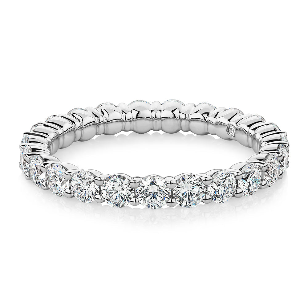 Signature Simulant Diamond 1.86 carat* TW round brilliant all-rounder wedding or eternity band in 10 carat white gold