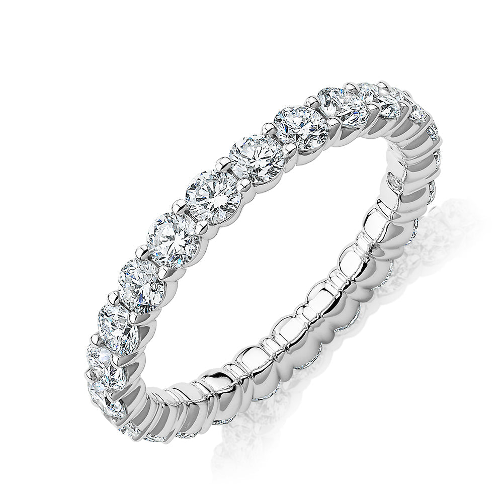 Signature Simulant Diamond 1.86 carat* TW round brilliant all-rounder wedding or eternity band in 10 carat white gold