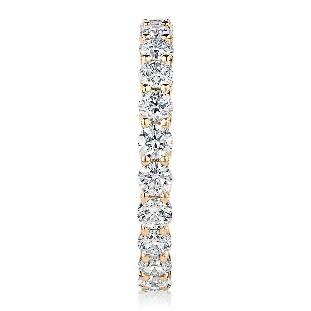 Premium Lab-Grown Diamond, 1.86 carat TW round brilliant all-rounder wedding or eternity band in 14 carat yellow gold