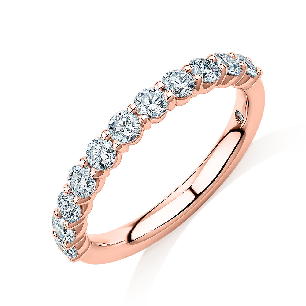 Signature Simulant Diamond 0.90 carat* TW round brilliant wedding or eternity band in 10 carat rose gold