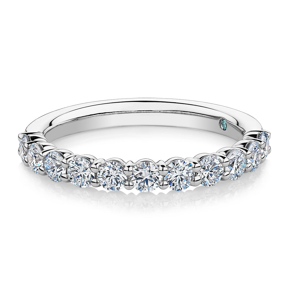 Premium Lab-Grown Diamond, 0.90 carat TW round brilliant wedding or eternity band in 18 carat white gold